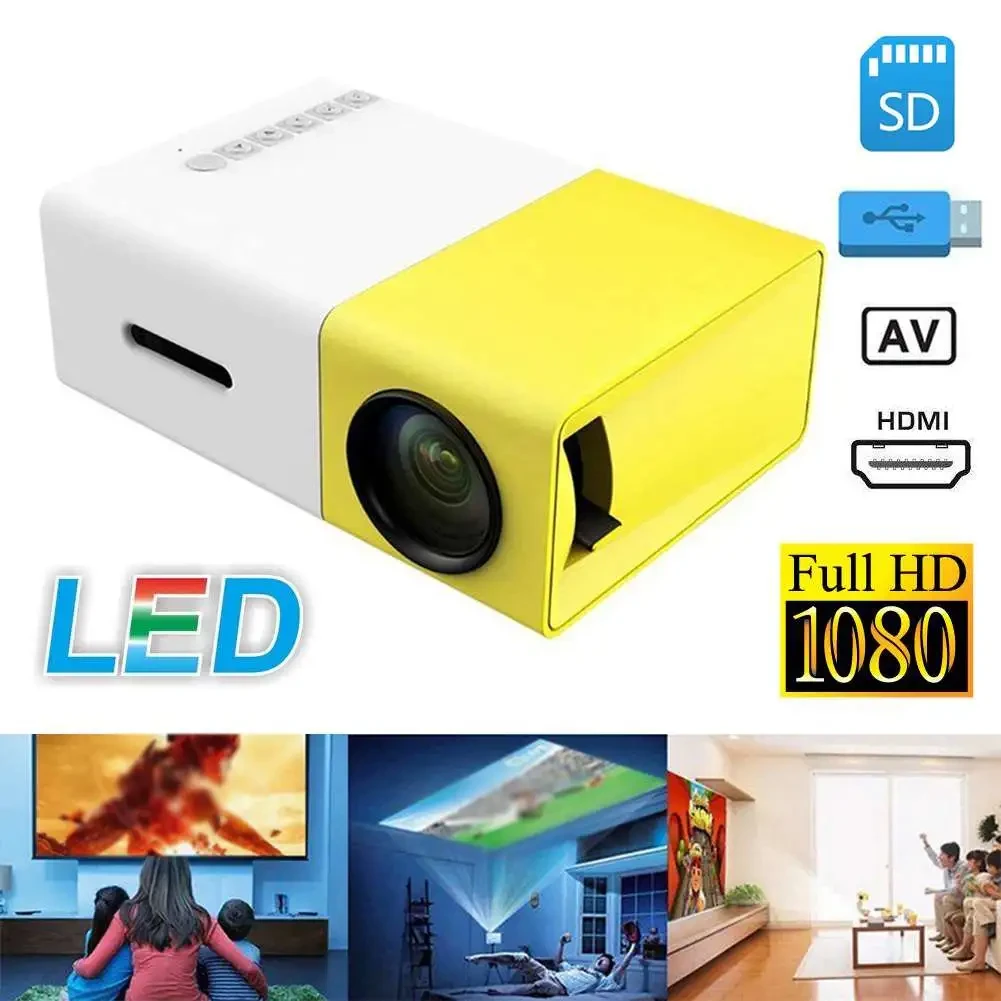Mini Projecteur Portable LED – Écran 24” à 60” | 1080P HD, HDMI, USB, Home Cinéma Compact