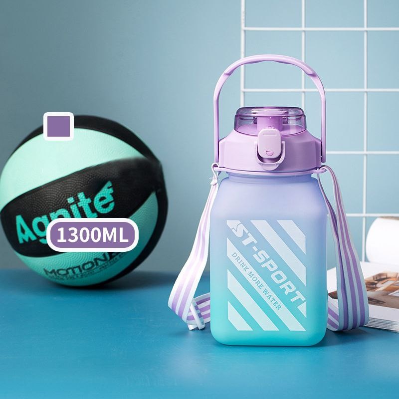 Bouteille d'Eau Portable en Plastique de Qualité Alimentaire, Mignonne avec Paille, pour Enfant et Femme, pour dehors en Plein Air, d'Été, 1500ml