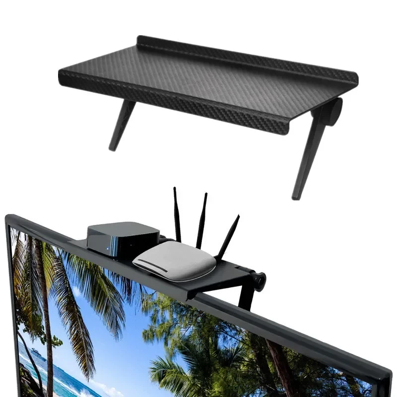 Étagère de rangement supérieure pour écran de télévision, support de bureau pour moniteur d'ordinateur, étagère d'affichage, support de rangement T1, réglable, 1PC