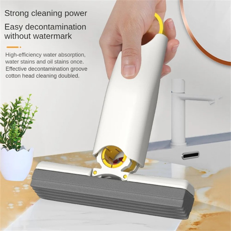 ini vadrouille à pression portable, éponge absorbante injuste pour cuisine, salle de bain, salon, voiture, vadrouille de nettoyage des vitres