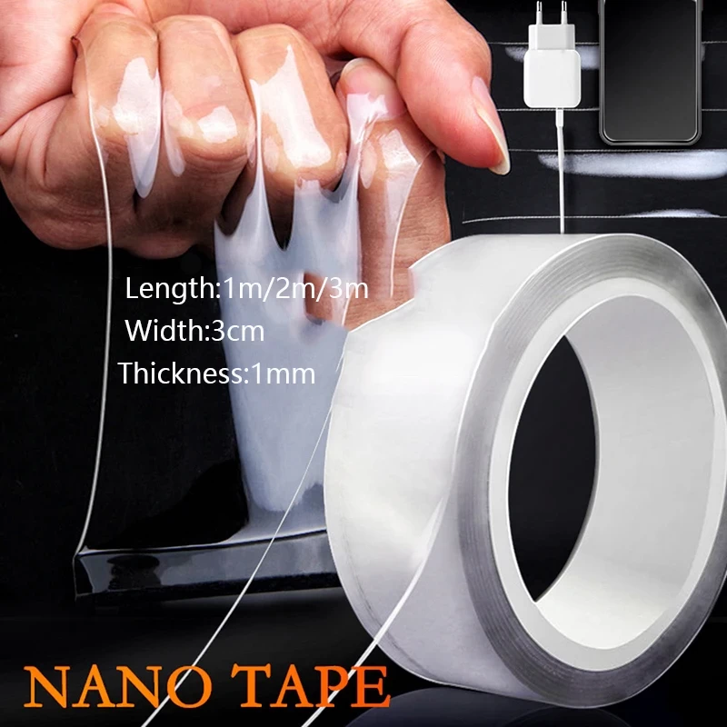 Ruban adhésif double face transparent, autocollants muraux réutilisables, super bain, livres durables, colle étanche, ménage, caractéristique magique