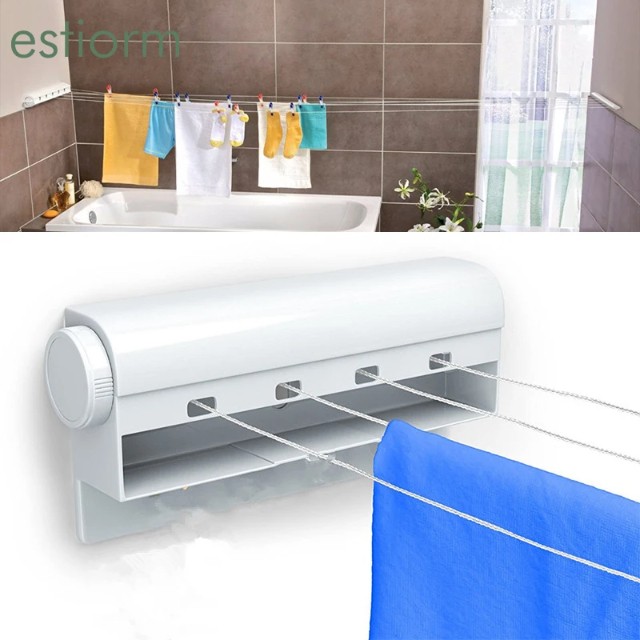 Corde à linge intérieure rétractable, cintre de séchage de vêtements, fixation murale, pour salle de bain, Invisible
