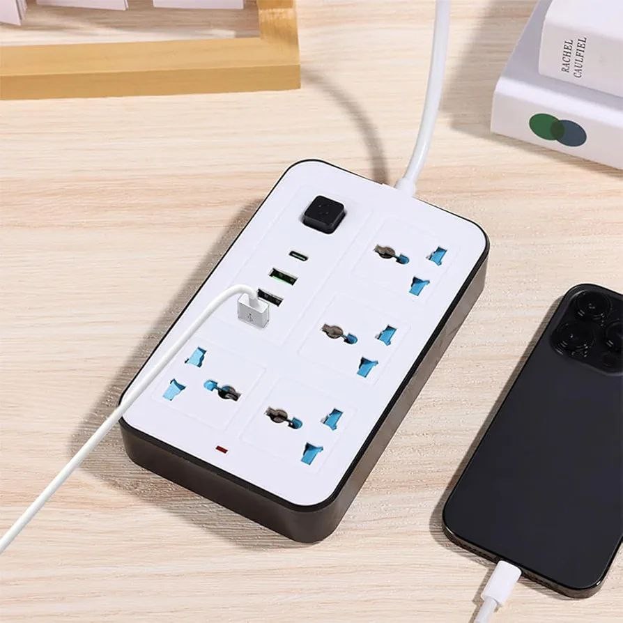 Rallonge Multiprise Type-C 8-en-1 – 4 Prises de Courant + HUB USB 3 Ports + 1 Port Type-C PD