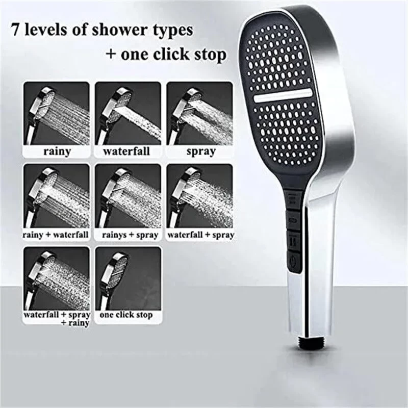 Pommeau de douche à grand panneau, 7 modes, grande augmentation, haute pression, débit d'économie d'eau, pluie, accessoires de buse