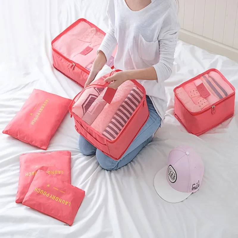 Sacs de rangement de voyage, ensemble de 6 pièces, étanche, grande taille, chaussures, maquillage, bagages