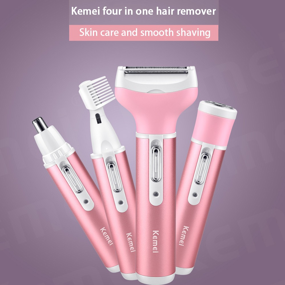 Kemei KM-6637 rasoir électrique 4 en 1 Rechargeable tondeuse à cheveux femmes épilation Machine épilateur sourcil nez rasoir